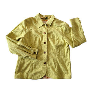 Coldwater Creek Eyelet Cotton Eyelet Blazer Size Large Petite 100% Cotton